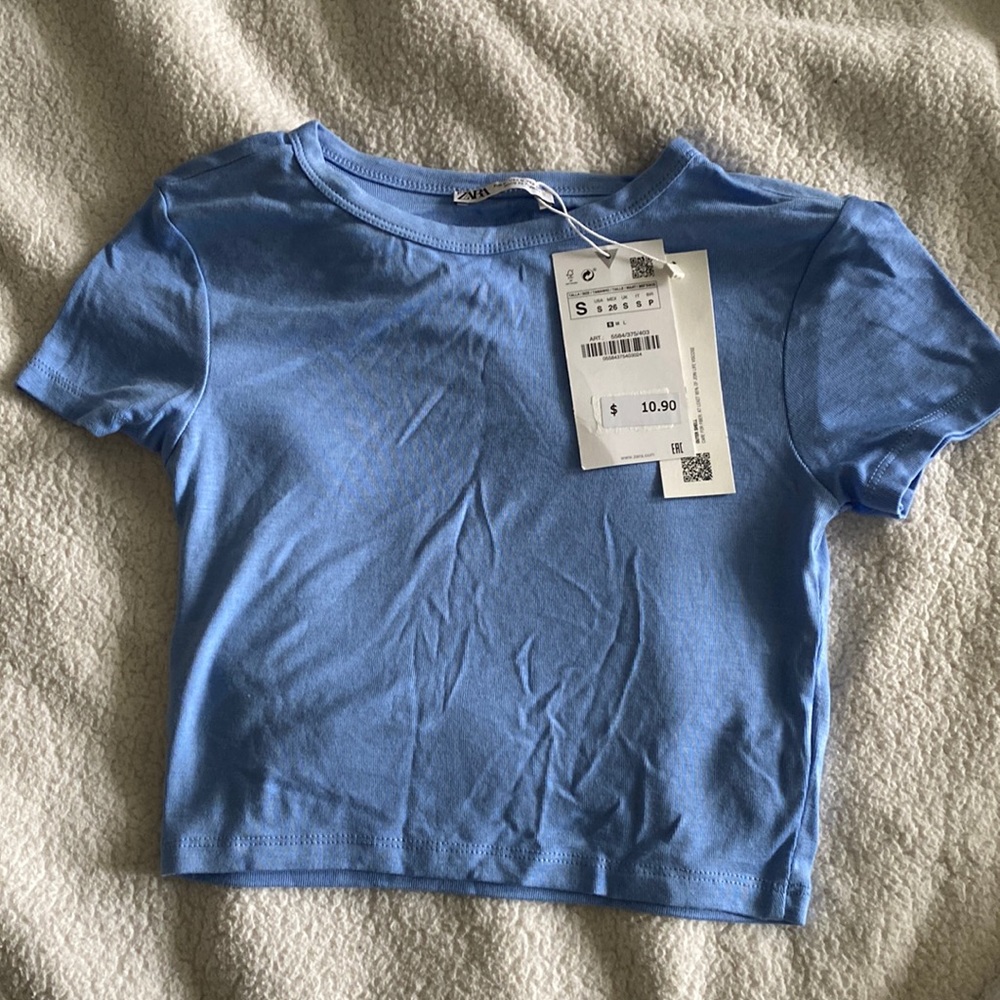 NWT ZARA blue baby tee